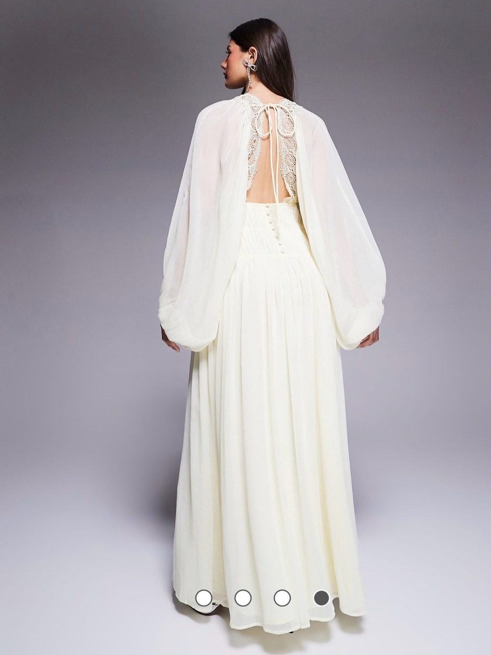 ASOS lemon yellow Lace-Trim Long Sleeve Maxi Dress - Picture 2 of 11